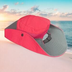Sun Shade Pink Womens Hat Wide Brim Side Snap Packable UPF Beach Cruise Cap
